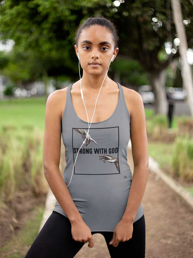 Strong With God - Ladies' Racerback Tank